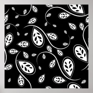 白黒葉-レトロ50s ポスター