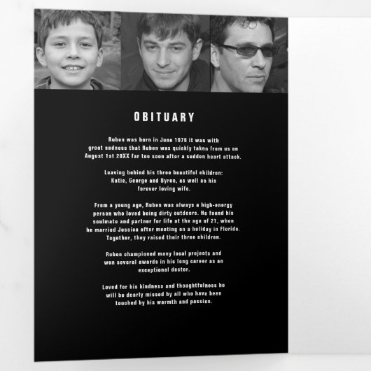 白黒葬儀サービスのモノカスタムの写真 三つ折りプログラム (内部最初)