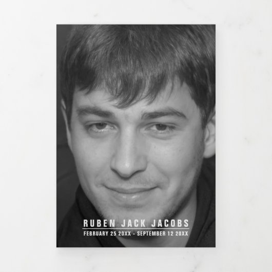 白黒葬儀サービスのモノカスタムの写真 三つ折りプログラム (カバー)