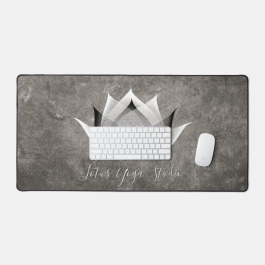 白黒蓮ヨガモダングレユニークーゼン デスクマット (キーボード&マウス)