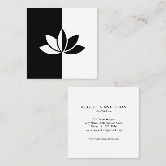 白黒蓮花 スクエア名刺 (正面/裏面)