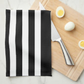 白黒薄いブルーライン米国旗 キッチンタオル (四つ折り)