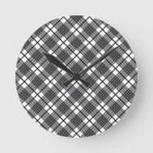 白黒薄型グレン格子縞模様 ラウンド壁時計 (正面)