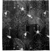 白黒蜘蛛の巣のシャワー・カーテン シャワーカーテン (正面)