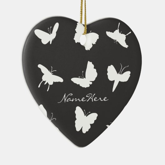 白黒蝶のシルエット セラミックオーナメント (右)