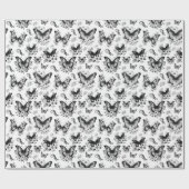 白黒蝶のパターン贈り物 ラッピングペーパー (フラット)