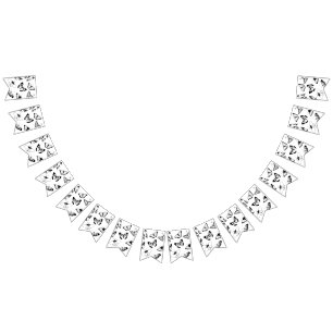 白黒蝶の結婚バンティング旗 バンティングフラッグ