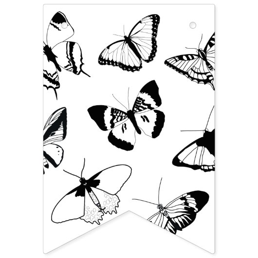 白黒蝶の結婚バンティング旗 バンティングフラッグ (第2の旗)