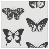 白黒蝶スケッチ ファブリック (クローズアップ)
