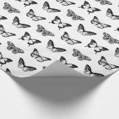 白黒蝶スケッチ ラッピングペーパー (角)