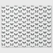 白黒蝶スケッチ ラッピングペーパー (フラット)
