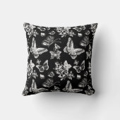 白黒蝶デザインの枕 クッション (裏面)