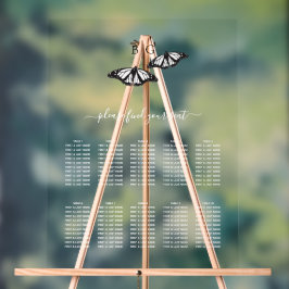 白黒蝶結婚の座席表 アクリルサイン