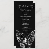 白黒蝶誕生日の招待状 招待状 (正面/裏面)
