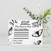 白黒蝶RSVPフラットカード (スタンド正面)