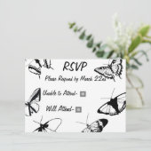 白黒蝶RSVPフラットカード (スタンド正面)
