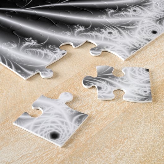 白黒螺線形のフラクタルのジグソーパズル ジグソーパズル (側面)