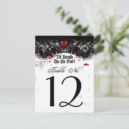 白黒血液(ばちゃばちゃ)跳ねるTil死亡表の番号 ポストカード (スタンド正面)