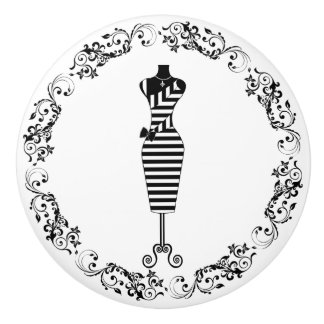 白黒裁縫ルームボダイスドレス型枠セラ セラミックノブ