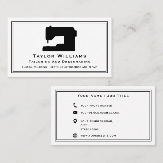 白黒裁縫機械シーフェストテーラー 名刺 (正面/裏面)