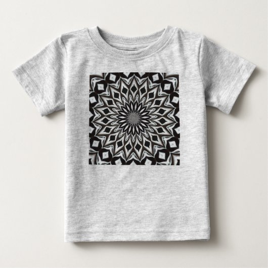白黒装飾曼荼羅 ベビーTシャツ (正面)