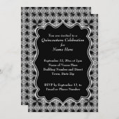 白黒装飾模様キンセアニェラ 招待状 (正面/裏面)