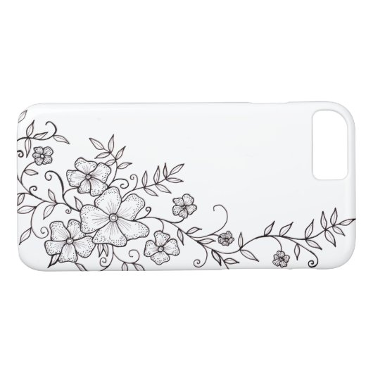 白黒装飾用の花の電話箱 Case-Mate iPhoneケース (裏面(横))