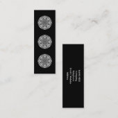 白黒装飾的な円形パターン スキニー名刺 (正面/裏面)