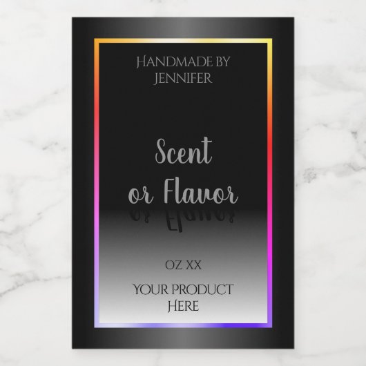 白黒製品ラベルカラフルレインボーフレーム フードラベル (シングルラベル)