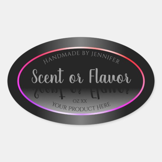 白黒製品ラベルカラフルレインボーフレーム 楕円形シール (正面)