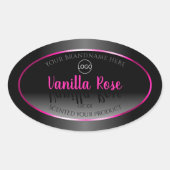 白黒製品ラベルグラマピンクのフレームロゴ 楕円形シール (正面)
