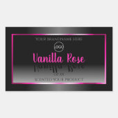 白黒製品ラベルグラマピンクのフレームロゴ 長方形シール (正面)