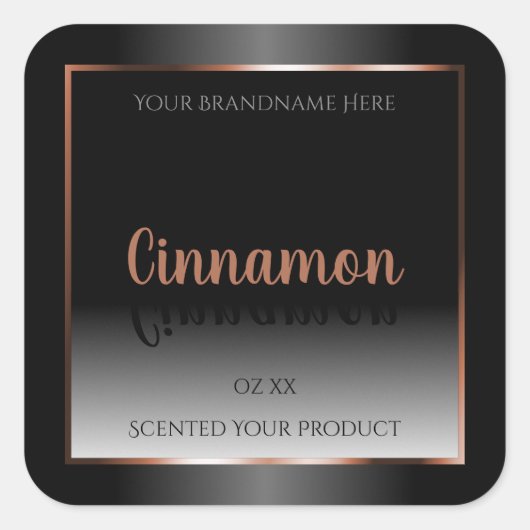 白黒製品ラベル注光バラ金ゴールド枠 スクエアシール (正面)