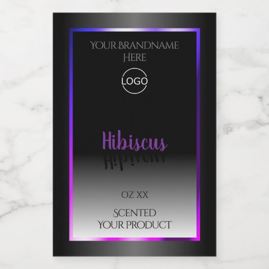 白黒製品ラベル紫ピンクフレームロゴ フードラベル (シングルラベル)