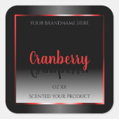 白黒製品ラベル装飾赤枠 スクエアシール (正面)