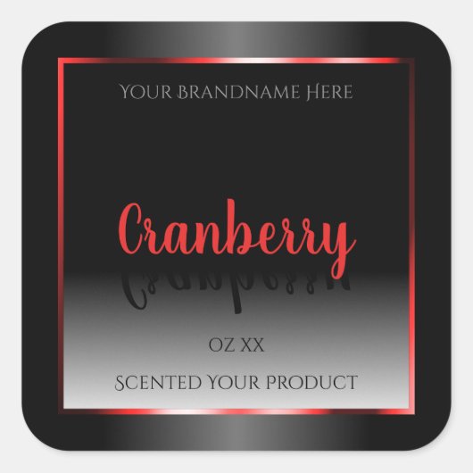 白黒製品ラベル装飾赤枠 スクエアシール (正面)