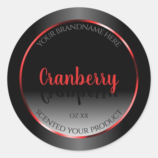 白黒製品ラベル装飾赤枠 ラウンドシール (正面)