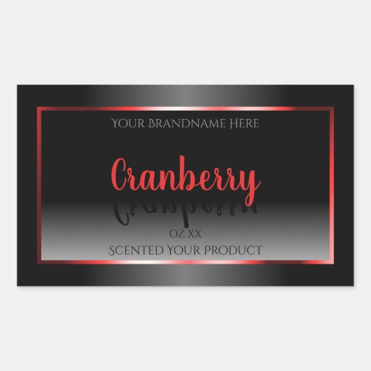 白黒製品ラベル装飾赤枠 長方形シール (正面)