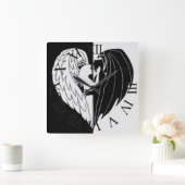 白黒角壁時計 スクエア壁時計 (ホーム)