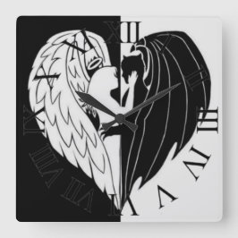 白黒角壁時計 スクエア壁時計