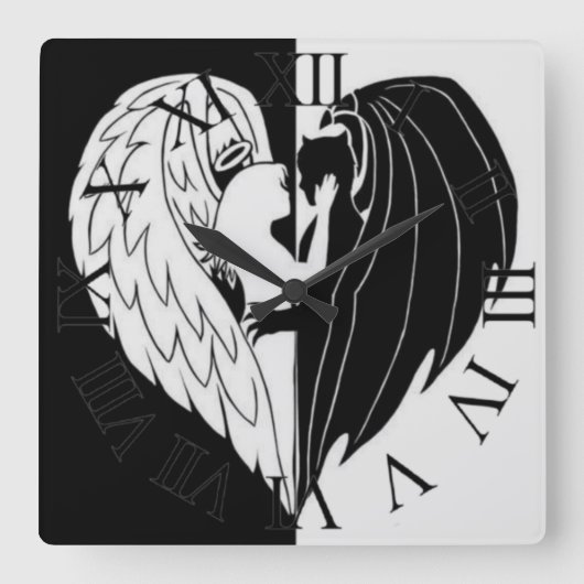 白黒角壁時計 スクエア壁時計 (正面)