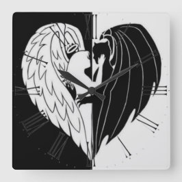 白黒角壁時計 スクエア壁時計