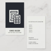 白黒計モダン算アイコン会計税 名刺 (正面/裏面)