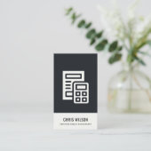 白黒計モダン算アイコン会計税 名刺 (スタンド正面)