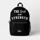 白黒詩篇28:7主は私の力 プリントバックパック (正面)