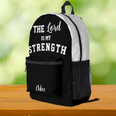白黒詩篇28:7主は私の力 プリントバックパック