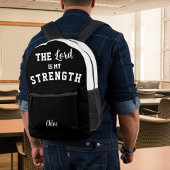 白黒詩篇28:7主は私の力 プリントバックパック
