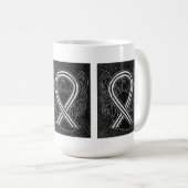 白黒認識度リボンエンジェルアートマグ コーヒーマグカップ (正面右)