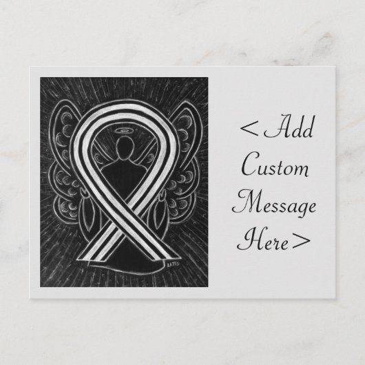 白黒認識度リボンエンジェルポストカード ポストカード (正面)