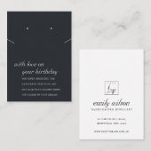 白黒誕生日のネックレスイヤリングカード プレイスカード (正面/裏面)